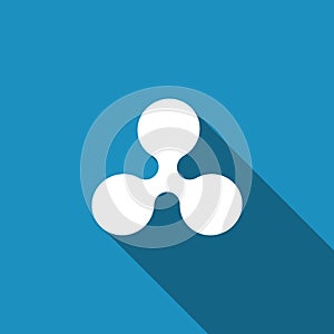 Cryptocurrency coin Ripple XRP icon isolated with long shadow. Physical bit coin. Digital currency. Altcoin symbol