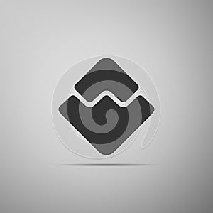 Cryptocurrency coin Waves icon isolated on grey background. Physical bit coin. Digital currency. Altcoin symbol