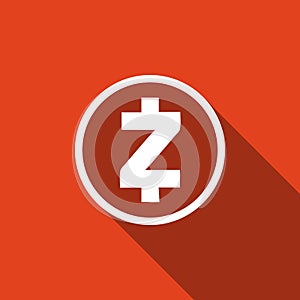 Cryptocurrency coin Zcash ZEC icon isolated with long shadow. Physical bit coin. Digital currency. Altcoin symbol photo