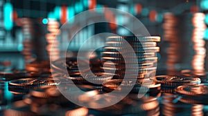 The cryptocurrency coins stack.AI generated photo