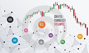 Cryptocurrency collapse. Candlestick chart.