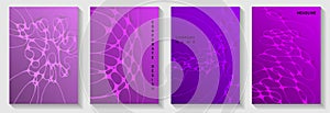 Cryptocurrency concept abstract vector covers. Curly curve lines plexus backgrounds.