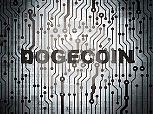 Cryptocurrency concept: circuit board with Dogecoin photo