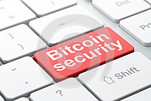 Cryptocurrency concept: Bitcoin Security on computer keyboard background