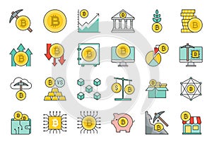 Cryptocurrency concept filled icon set