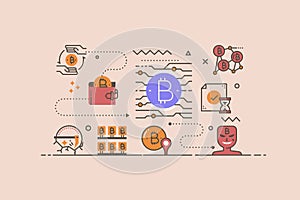 Cryptocurrency concept illustration modern style web banner