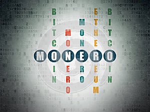 Cryptocurrency concept: Monero in Crossword Puzzle