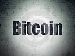 Cryptocurrency concept: Bitcoin on Digital Data Paper background