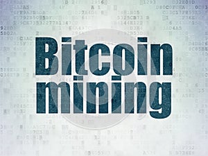 Cryptocurrency concept: Bitcoin Mining on Digital Data Paper background