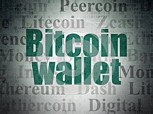 Cryptocurrency concept: Bitcoin Wallet on Digital Data Paper background