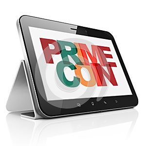 Cryptocurrency concept: Tablet Computer with Primecoin on display