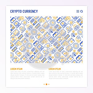 Cryptocurrency concept with thin line icons