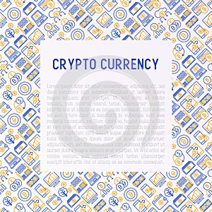 Cryptocurrency concept with thin line icons