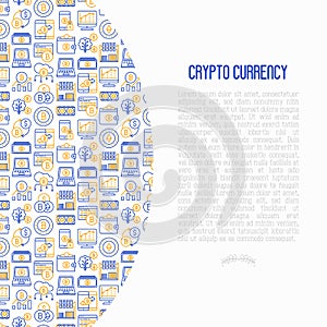 Cryptocurrency concept with thin line icons