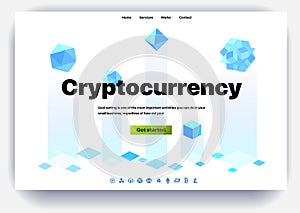 Cryptocurrency and digital money technology concept vector website