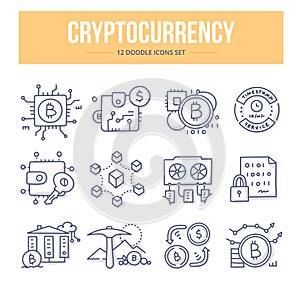 Cryptocurrency Doodle Icons