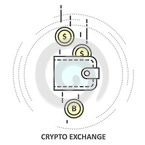 Cryptocurrency exchange - crypto wallet icon and coins, convertibility photo