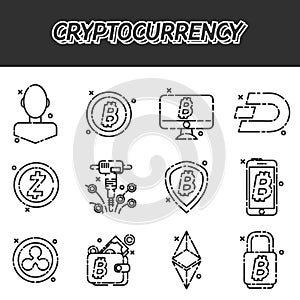 Cryptocurrency flat icons set