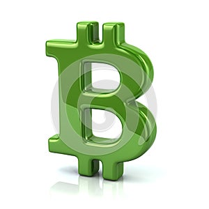 Cryptocurrency green Bitcoin sign 3d illustration