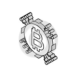 cryptocurrency ico isometric icon vector illustration