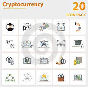 Cryptocurrency icon set. Collection of simple elements such as the anonymity, bitcoin encryption, ico, node, multi
