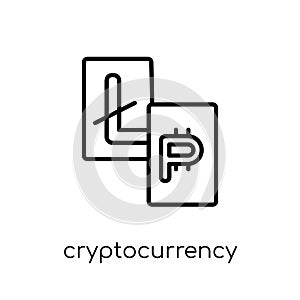 cryptocurrency icon. Trendy modern flat linear vector cryptocurrency icon on white background from thin line