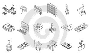 Cryptocurrency icons set vector outline