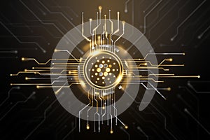 Decentralized finance and blockchain technology at the core of a digital network system.