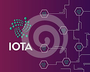 Cryptocurrency IOTA technology circuit background style