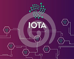 Cryptocurrency IOTA technology circuit background style