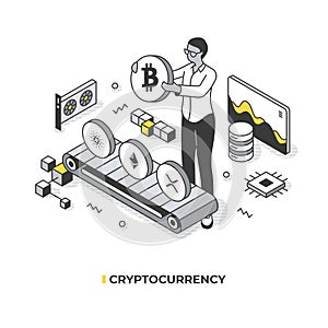 Cryptocurrency Isometric Illustration