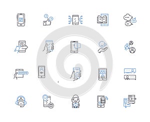 Cryptocurrency line icons collection. Bitcoin, Ethereum, Blockchain, Altcoin, Wallet, Mining, Investment vector and