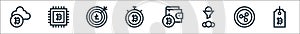 cryptocurrency line icons. linear set. quality vector line set such as bitcoin, bitcoin, bitcoins, wallet, bitcoin, goal, data