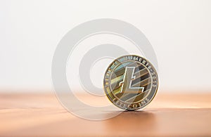 Cryptocurrency Litecoins digital money sign, white background.