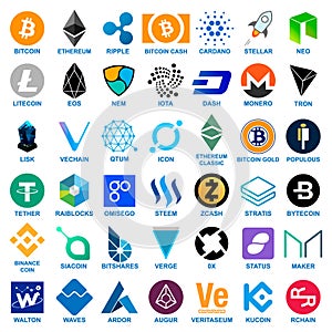 Cryptocurrency logo set.