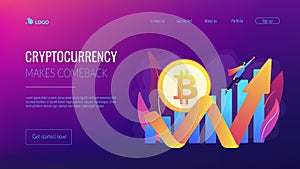 Cryptocurrency makes comeback concept landing page