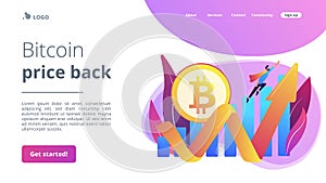 Cryptocurrency makes comeback concept landing page photo