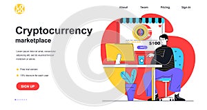 Cryptocurrency marketplace web banner concept.