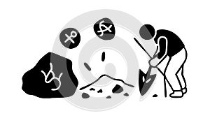 Cryptocurrency Mining Bitcoin Pickaxe Vector, vector design Generative AI