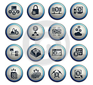 Cryptocurrency and mining icon set