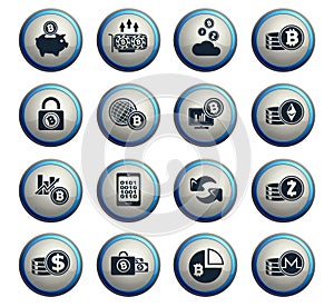 Cryptocurrency and mining icon set