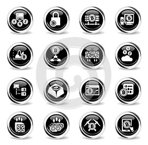 Cryptocurrency and mining icon set