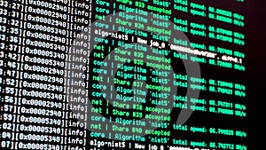 Cryptocurrency mining process console display