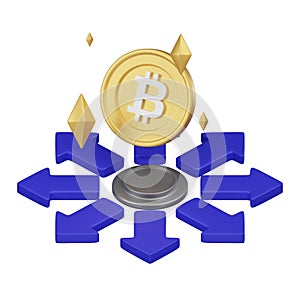 Cryptocurrency Movement to Decentralize Financial Control 3d Icon