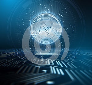 Cryptocurrency Namecoin And Circuit Board