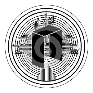 Cryptocurrency neo coin with circuit lines