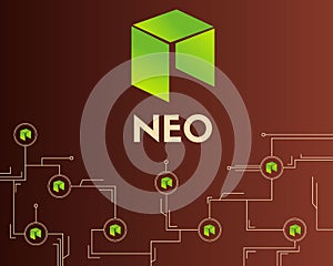 Cryptocurrency NEO technology connected style background
