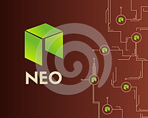 Cryptocurrency NEO technology connected style background