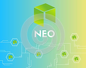 Cryptocurrency NEO technology connected style background