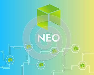 Cryptocurrency NEO technology connected style background